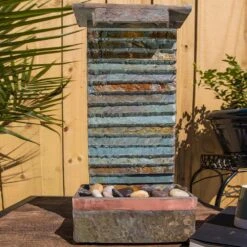 Kenroy Stave Table Lamp Fountain In Slate And Copper -Home Decor Store 55123509 9