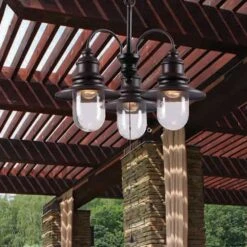 Kenroy Broadcast 3-Light Outdoor Chandelier In Blackened Oil Rubbed Bronze
