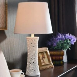 Kenroy Glover Table Lamp In White Ceramic