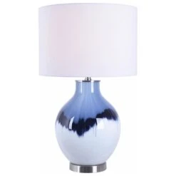 Kenroy Eleanor Table Lamp In White And Blue Art Glass -Home Decor Store 55123830 2