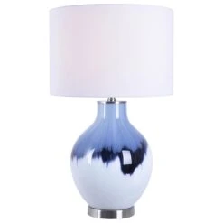 Kenroy Eleanor Table Lamp In White And Blue Art Glass -Home Decor Store 55123830 3