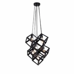 Kenroy Cuboid 6 Light Pendant In Matte Black