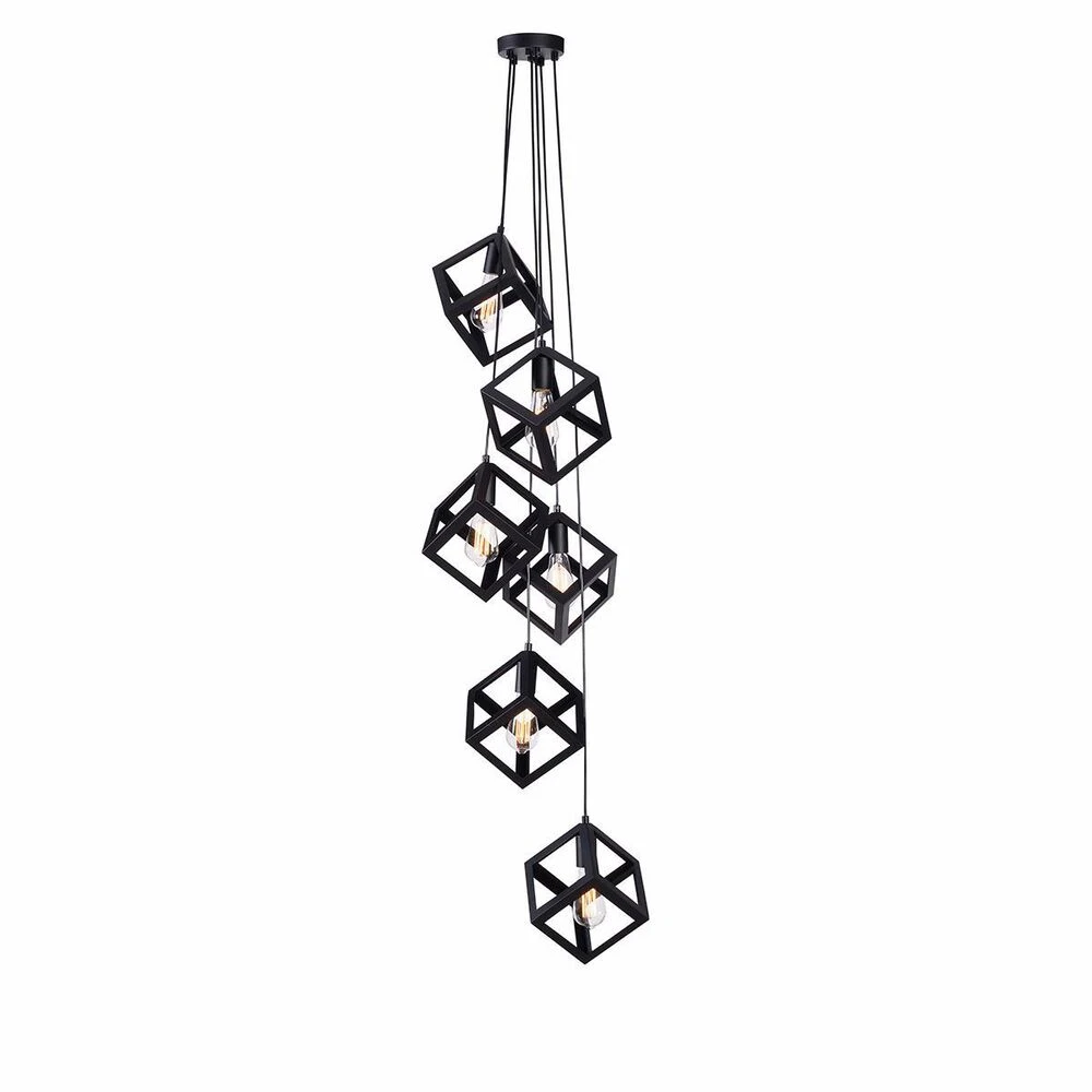 Kenroy Cuboid 6 Light Pendant In Matte Black 5 Kenroy Cuboid 6 Light Pendant In Matte Black - Image 3