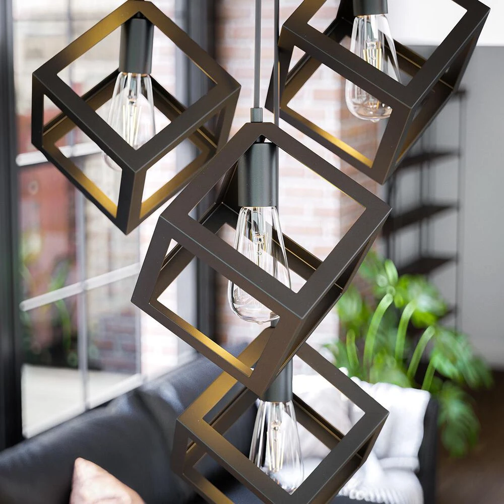 Kenroy Cuboid 6 Light Pendant In Matte Black 7 Kenroy Cuboid 6 Light Pendant In Matte Black - Image 5