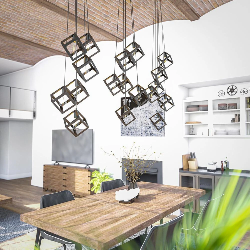 Kenroy Cuboid 6 Light Pendant In Matte Black 8 Kenroy Cuboid 6 Light Pendant In Matte Black - Image 6