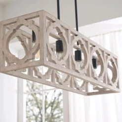 Kenroy Cadmen Square 4-Light Island Light In Black And Weathered White -Home Decor Store 60456993 4