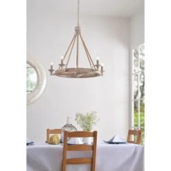 Kenroy Timone 5-Light Chandelier In Weathered White And Rope -Home Decor Store 63688329 9