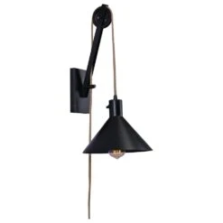 Kenroy Boone Indoor Wall Pulley Lantern In Matte Black
