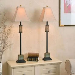 Kenroy Bennington Buffet Lamp In Natural Slate And Black (Set Of 2) -Home Decor Store 63688717 3