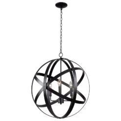 Kenroy Global 3-Light Pendant In Black