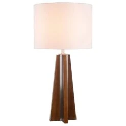 Kenroy Milling Table Lamp In Walnut And Brushed Steel