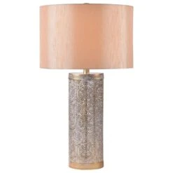 Kenroy Emme Table Lamp In White Washed Gold