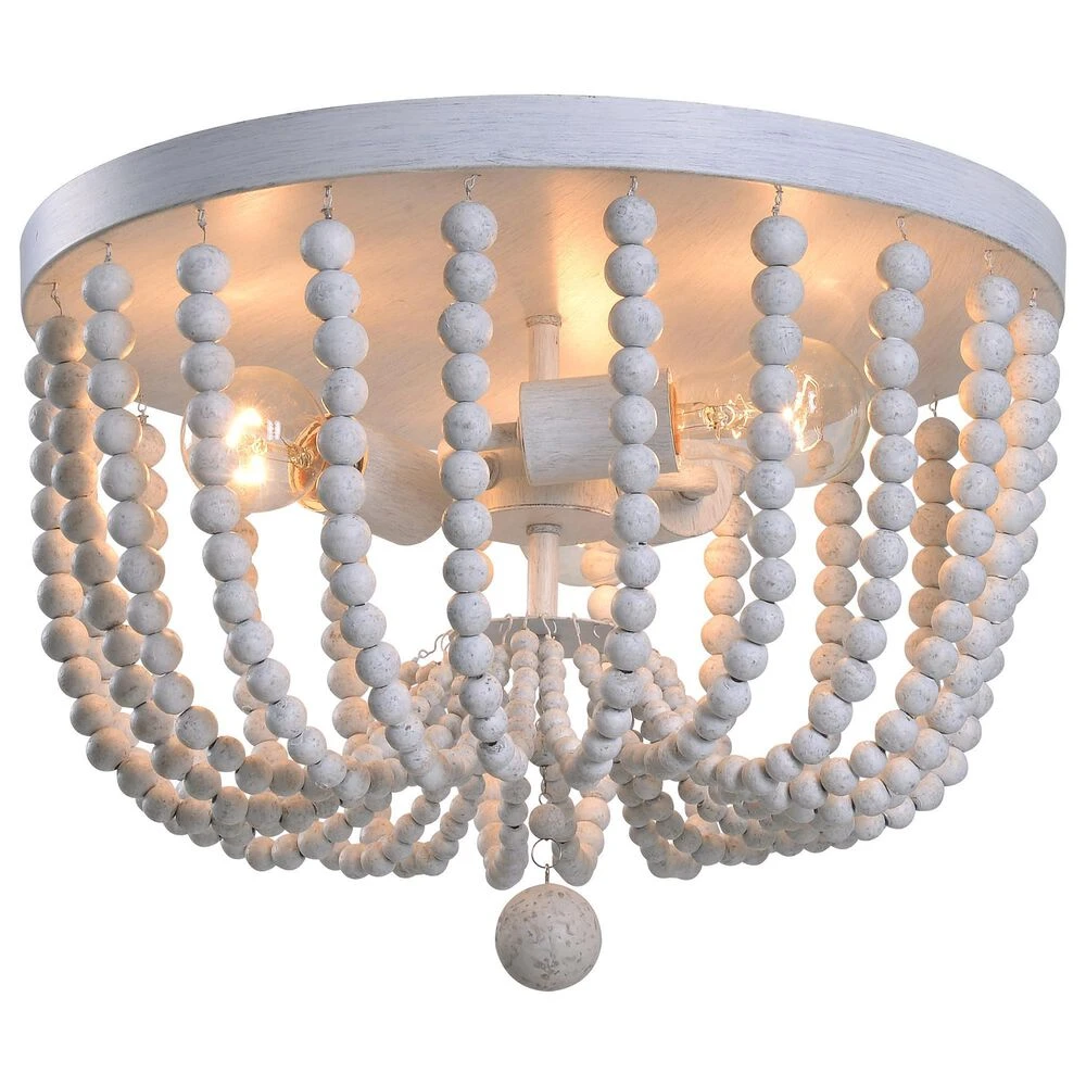 Kenroy Dumas 3-Light Flush Mount In Weathered White 3 Kenroy Dumas 3-Light Flush Mount In Weathered White