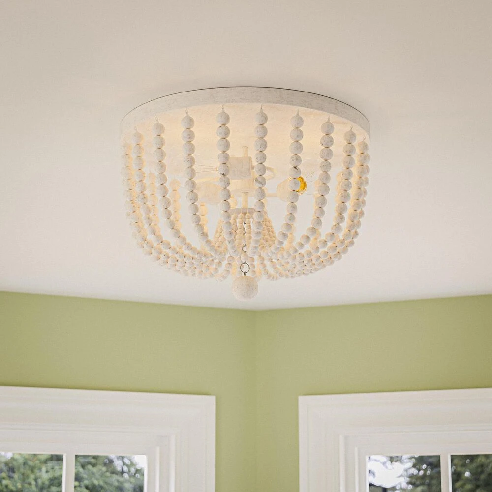 Kenroy Dumas 3-Light Flush Mount In Weathered White 5 Kenroy Dumas 3-Light Flush Mount In Weathered White - Image 3