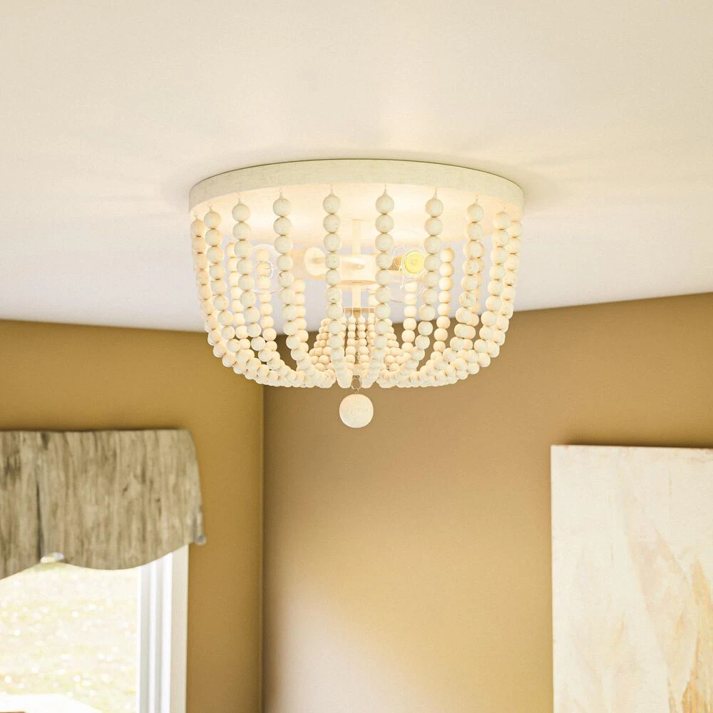 Kenroy Dumas 3-Light Flush Mount In Weathered White 6 Kenroy Dumas 3-Light Flush Mount In Weathered White - Image 4