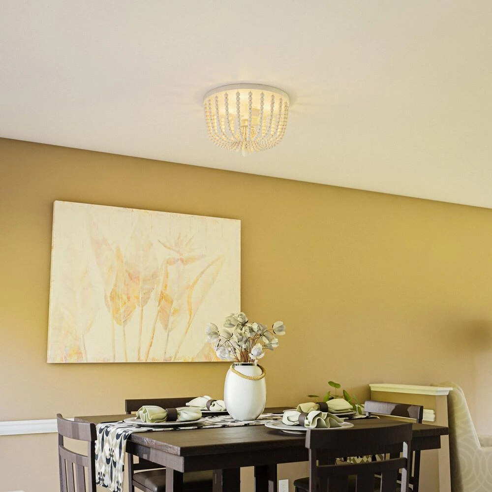 Kenroy Dumas 3-Light Flush Mount In Weathered White 7 Kenroy Dumas 3-Light Flush Mount In Weathered White - Image 5