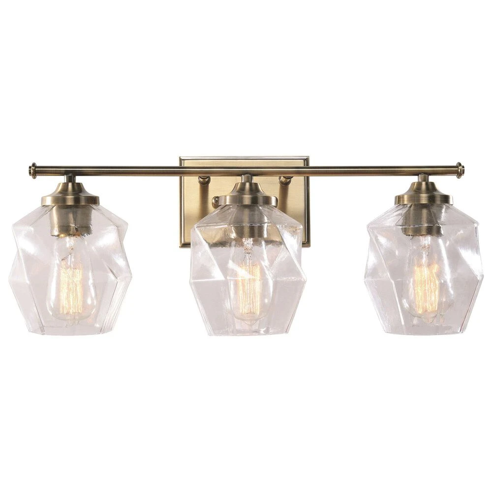 Kenroy Ramona 3-Light Vanity In Antique Brass 3 Kenroy Ramona 3-Light Vanity In Antique Brass