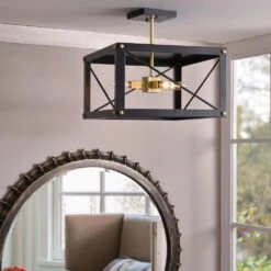 Kenroy Courtney 4-Light Semi Flush In Matte Black And Gold -Home Decor Store 63690887 5