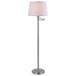 Kenroy Riverside Swing Arm Floor Lamp In Brushed Steel