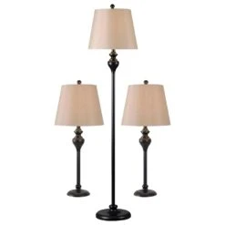 Kenroy Charlotte Floor And Table Lamp Set In Oil Rubbed Bronze (Set Of 3)