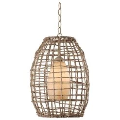 Kenroy Seagrass 1-Light Pendant In Tan