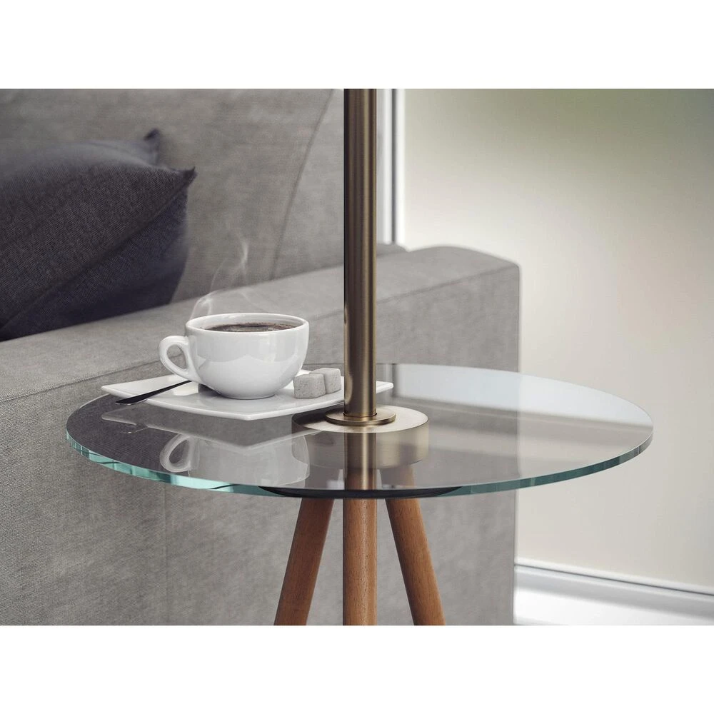 Kenroy Nash Floor Lamp In Natural, Antique Brass And Clear 5 Kenroy Nash Floor Lamp In Natural, Antique Brass And Clear - Image 3