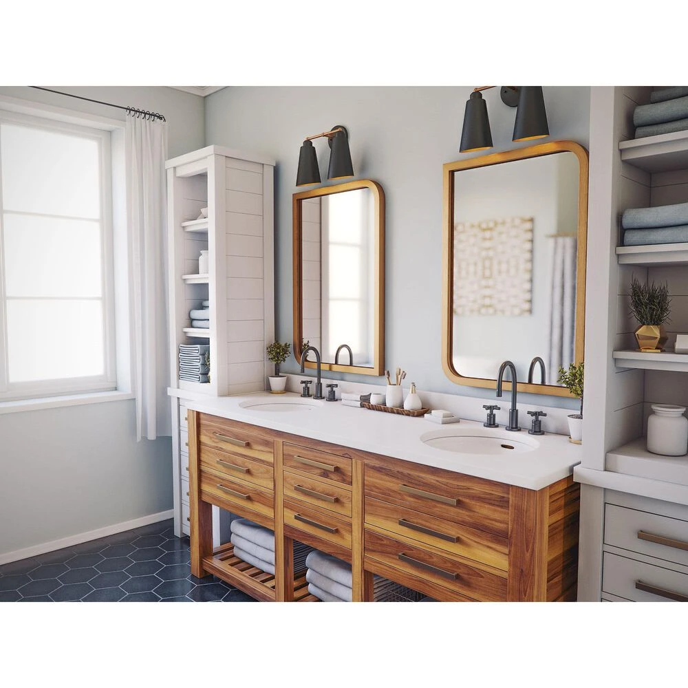 Kenroy Alvar 2-Light Vanity In Matte Black And Antique Brass 9 Kenroy Alvar 2-Light Vanity In Matte Black And Antique Brass - Image 7