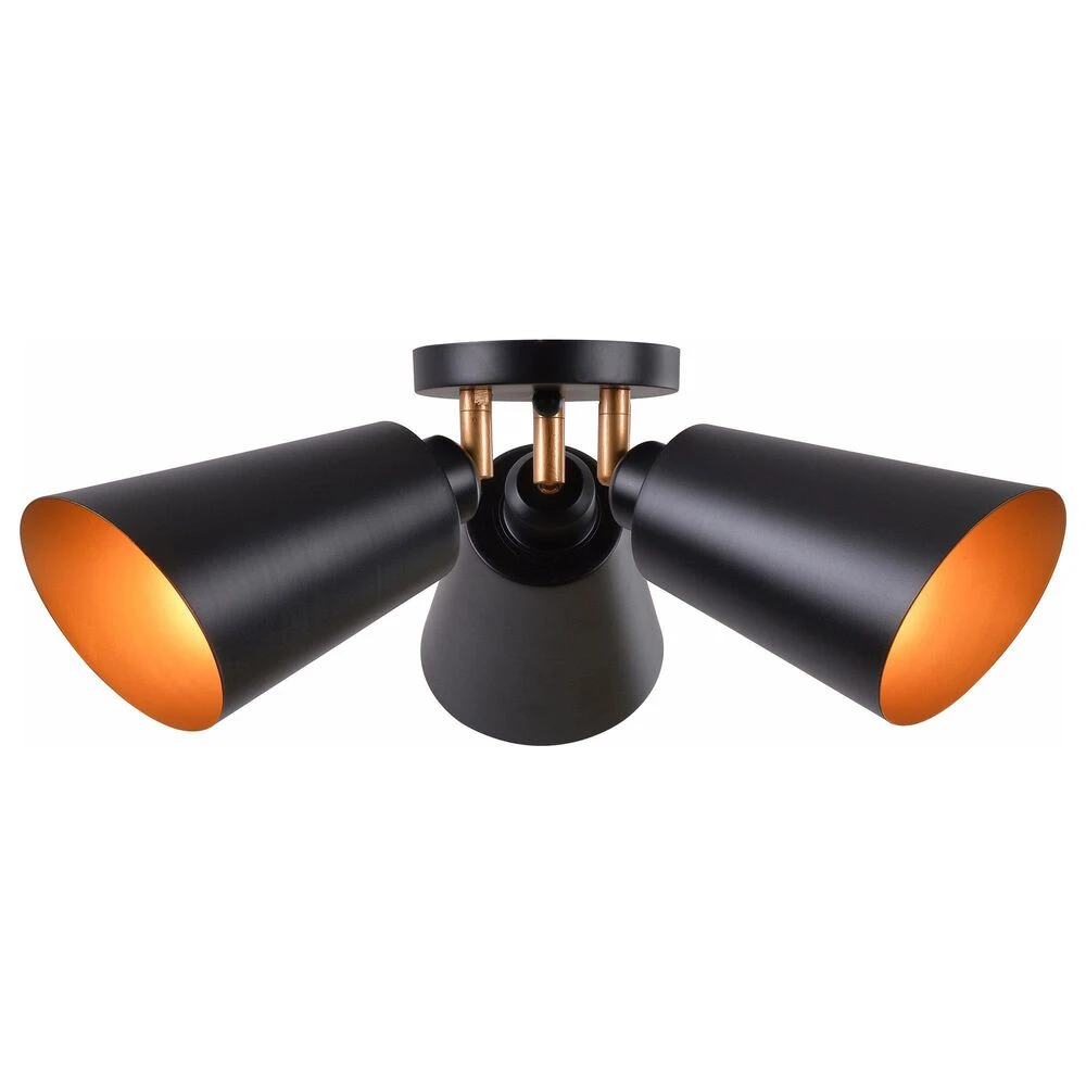 Kenroy Alvar 3-Light Flush Mount In Matte Black And Gold 3 Kenroy Alvar 3-Light Flush Mount In Matte Black And Gold