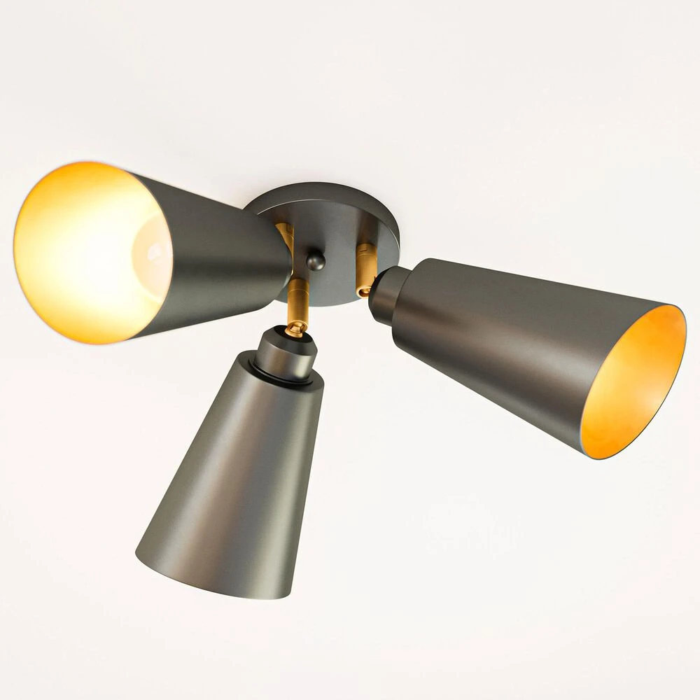 Kenroy Alvar 3-Light Flush Mount In Matte Black And Gold 4 Kenroy Alvar 3-Light Flush Mount In Matte Black And Gold - Image 2