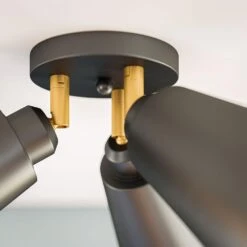 Kenroy Alvar 3-Light Flush Mount In Matte Black And Gold 12 Kenroy Alvar 3-Light Flush Mount In Matte Black And Gold -Home Decor Store 63691687 3