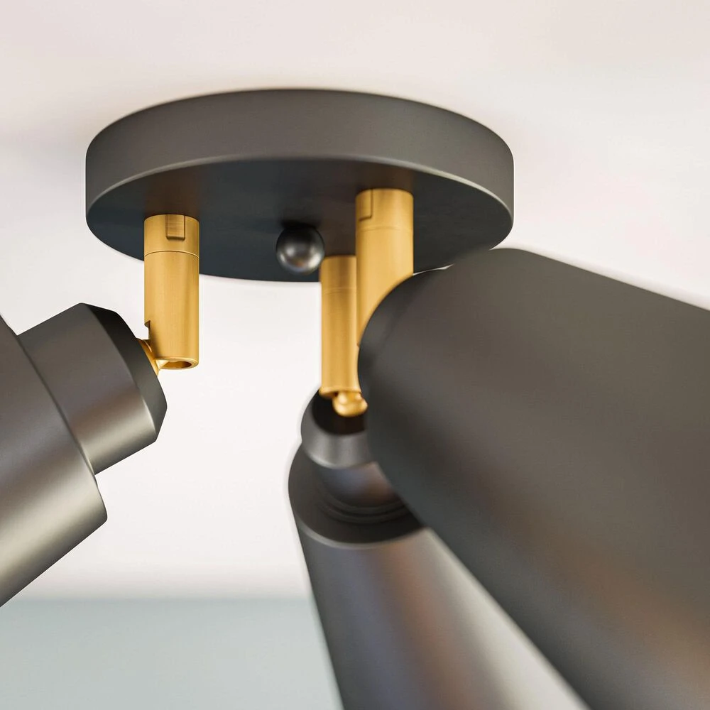 Kenroy Alvar 3-Light Flush Mount In Matte Black And Gold 5 Kenroy Alvar 3-Light Flush Mount In Matte Black And Gold - Image 3