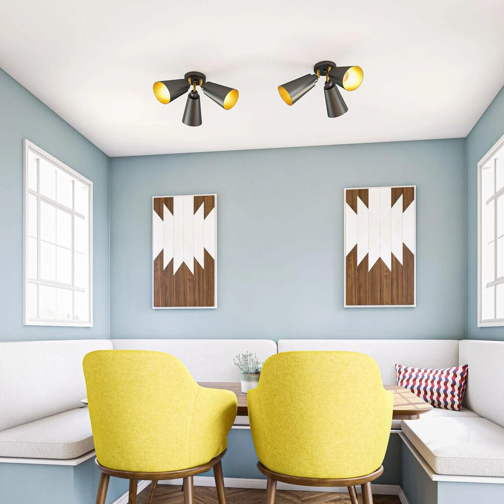 Kenroy Alvar 3-Light Flush Mount In Matte Black And Gold 8 Kenroy Alvar 3-Light Flush Mount In Matte Black And Gold - Image 6