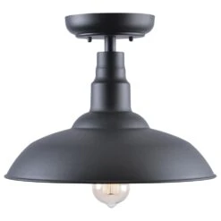 Kenroy Dale 1-Light Large Patio Semi-Flush In Sand Black