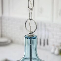 Kenroy Capri 1-Light Pendant With Painted Light Blue Glass Shade In Chrome -Home Decor Store 63692123 3