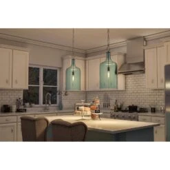 Kenroy Capri 1-Light Pendant With Painted Light Blue Glass Shade In Chrome -Home Decor Store 63692123 8