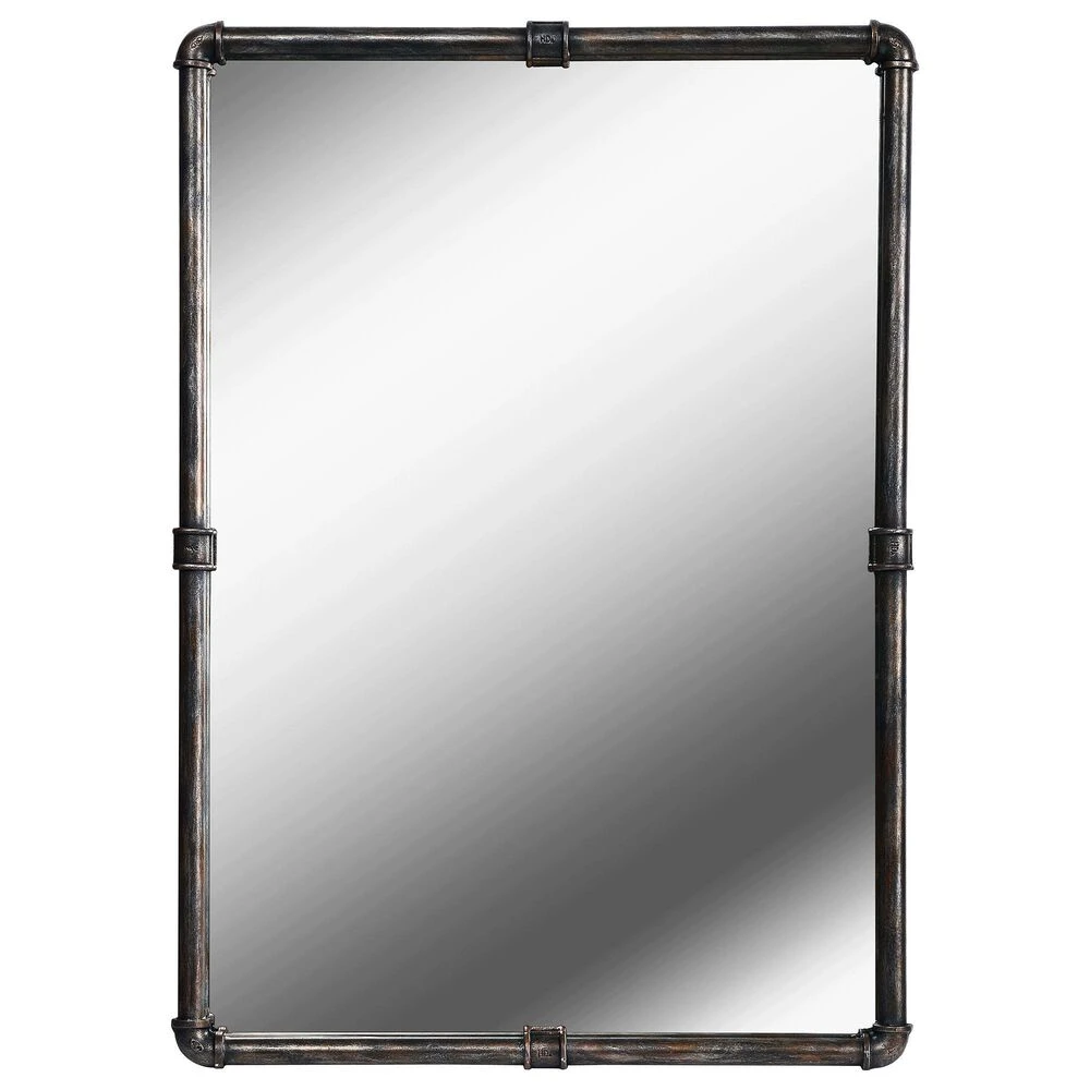 Kenroy Steam Fitter Wall Mirror In Silver 3 Kenroy Steam Fitter Wall Mirror In Silver