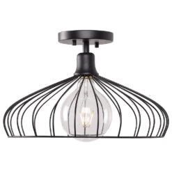 Home Decor Store 18 Kenroy Cagney 1-Light Semi Flush In Matte Black