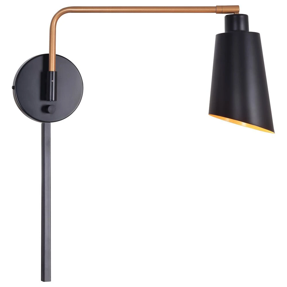 Kenroy Alvar Wall Swing Arm Lamp In Matte Black And Gold 3 Kenroy Alvar Wall Swing Arm Lamp In Matte Black And Gold