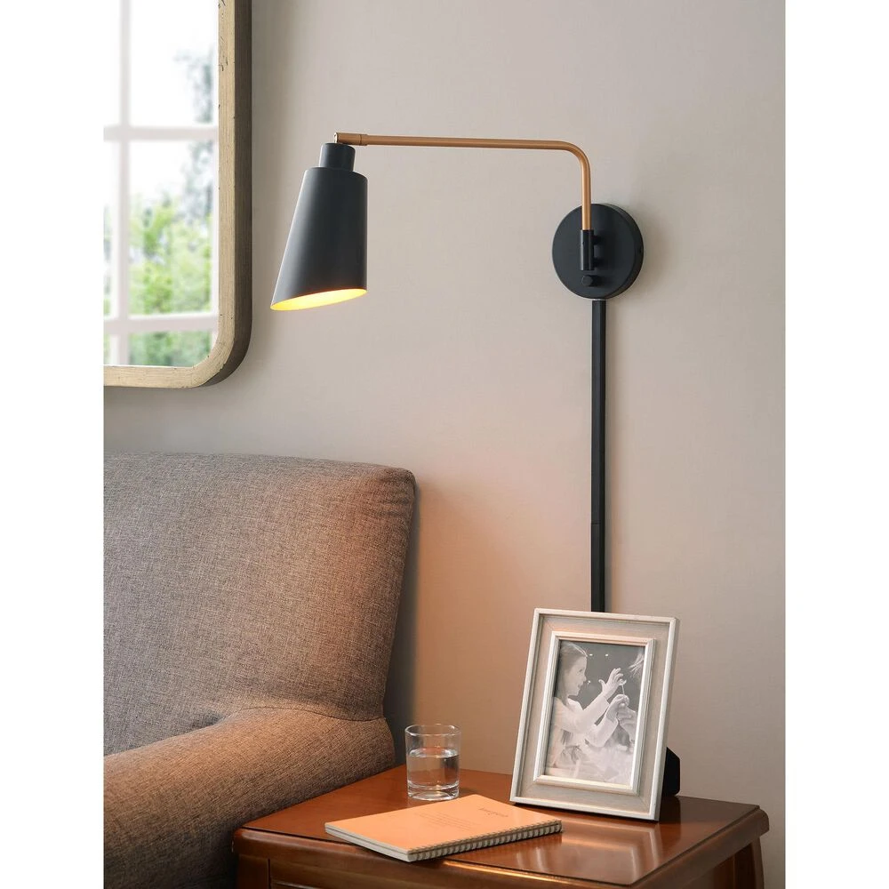 Kenroy Alvar Wall Swing Arm Lamp In Matte Black And Gold 4 Kenroy Alvar Wall Swing Arm Lamp In Matte Black And Gold - Image 2