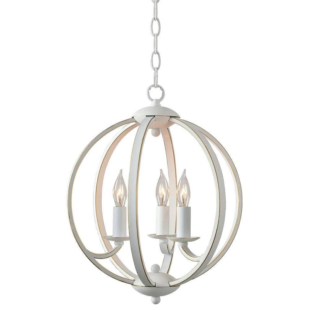Kenroy Opal 3-Light Chandelier In Weathered White And Gold 4 Kenroy Opal 3-Light Chandelier In Weathered White And Gold - Image 2