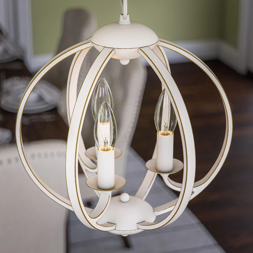Kenroy Opal 3-Light Chandelier In Weathered White And Gold 6 Kenroy Opal 3-Light Chandelier In Weathered White And Gold - Image 4