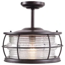 Home Decor Store 32 Kenroy Beacon 1-Light Semi Flush In Blackened Gilded Copper