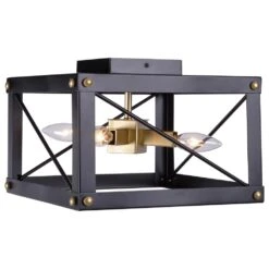 Kenroy Courtney 4-Light Flush Mount In Black And Gold
