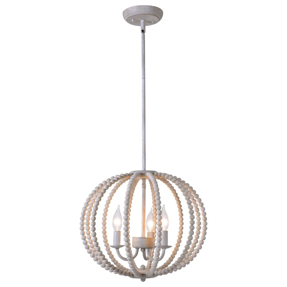 Kenroy Sycamore 3-Light Chandelier In Weathered White 3 Kenroy Sycamore 3-Light Chandelier In Weathered White