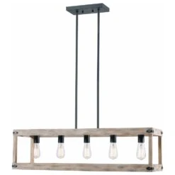 Kenroy Swanson 5-Light Island Light In Distressed White, Graphite And Black