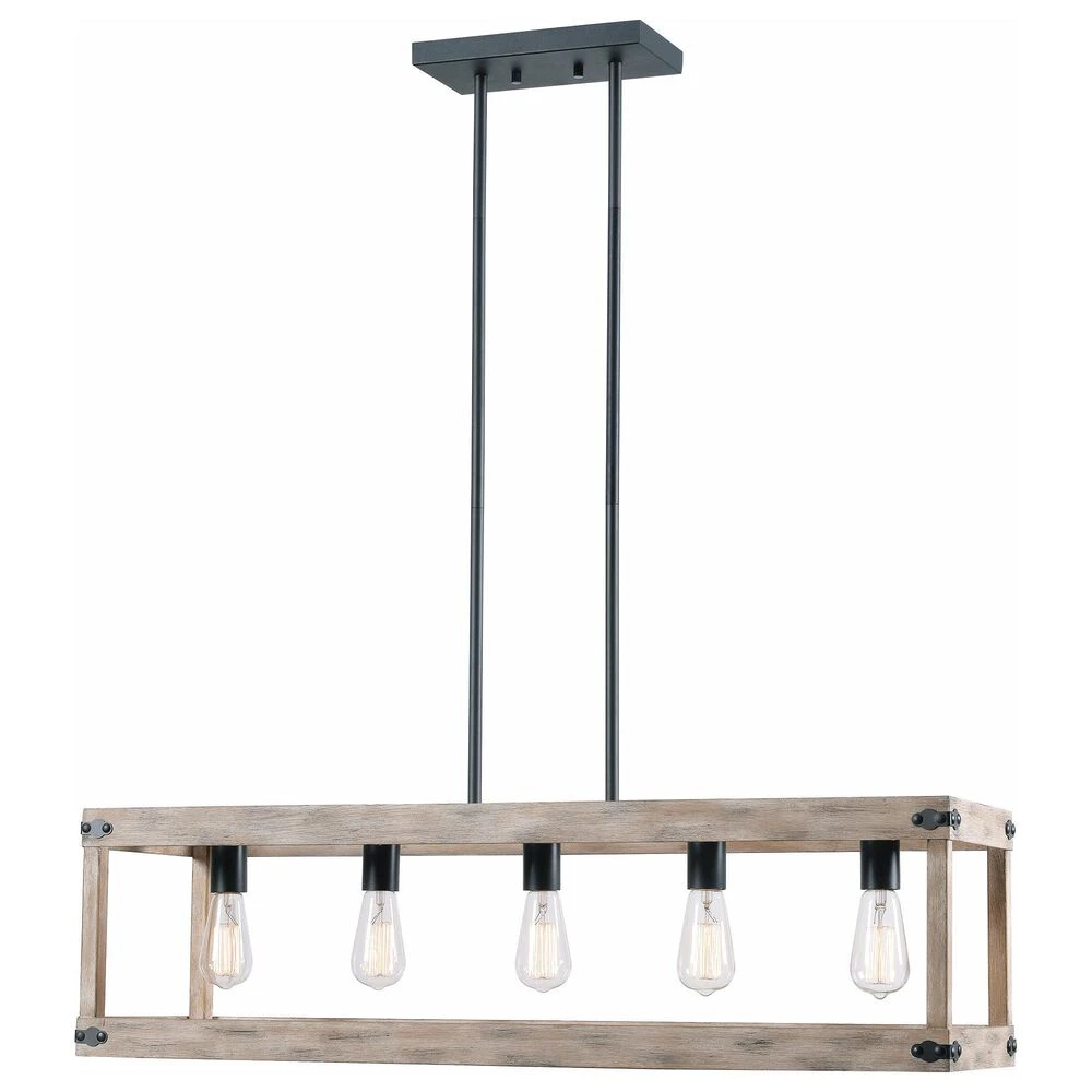 Kenroy Swanson 5-Light Island Light In Distressed White, Graphite And Black 3 Kenroy Swanson 5-Light Island Light In Distressed White, Graphite And Black