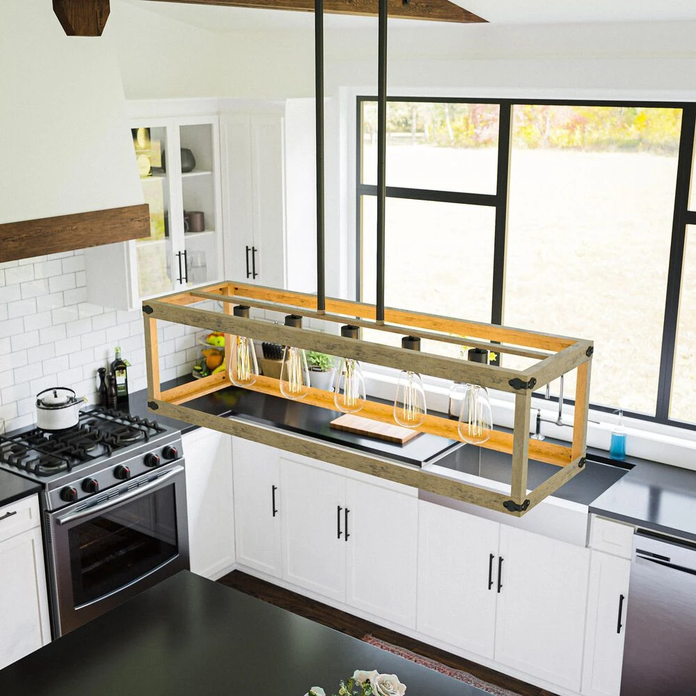 Kenroy Swanson 5-Light Island Light In Distressed White, Graphite And Black 4 Kenroy Swanson 5-Light Island Light In Distressed White, Graphite And Black - Image 2