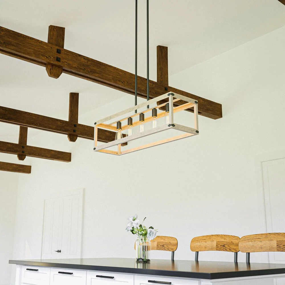 Kenroy Swanson 5-Light Island Light In Distressed White, Graphite And Black 6 Kenroy Swanson 5-Light Island Light In Distressed White, Graphite And Black - Image 4