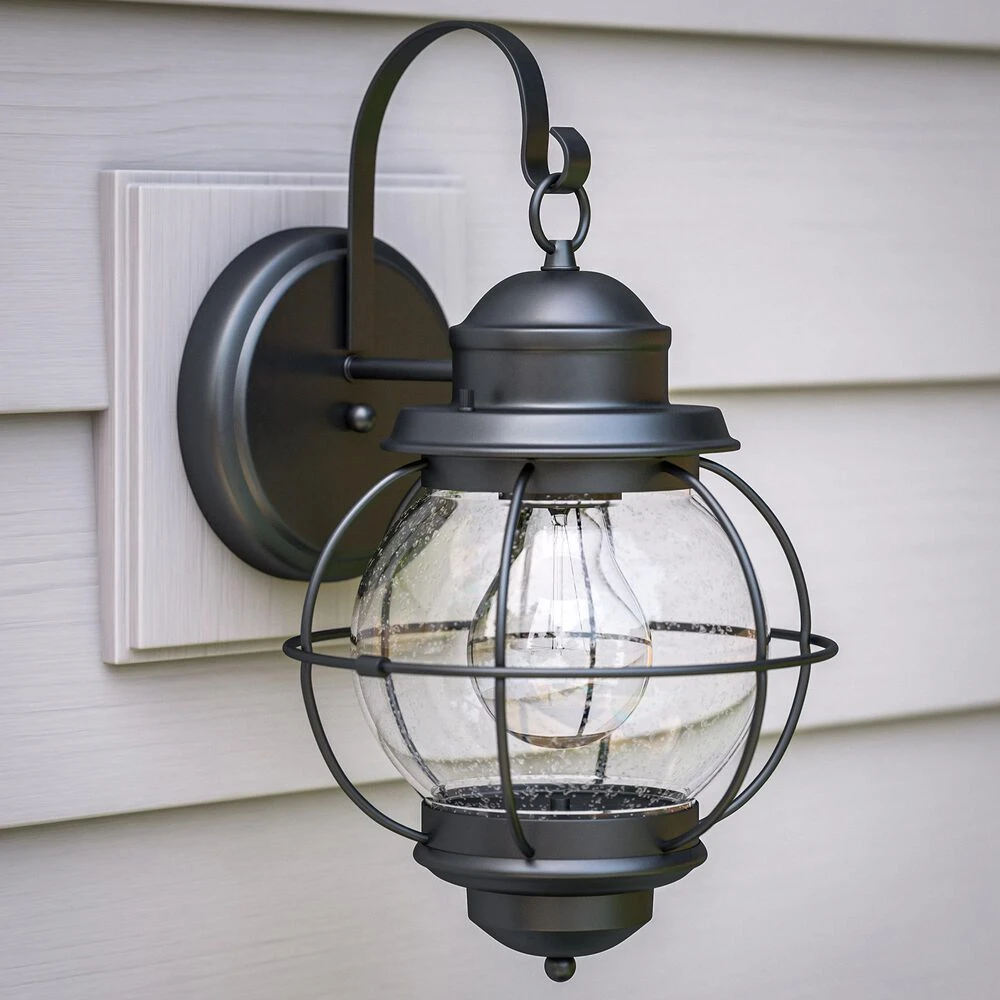 Kenroy Hatteras 1-Light Small Outdoor Wall Lantern In Black 4 Kenroy Hatteras 1-Light Small Outdoor Wall Lantern In Black - Image 2