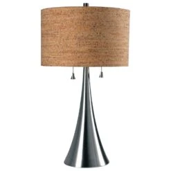 Kenroy Bulletin 2-Light Table Lamp In Brushed Steel